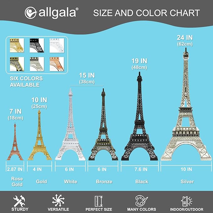 allgala Eiffel Tower Statue Decor Alloy Metal, and Size (15", Rose Gold)