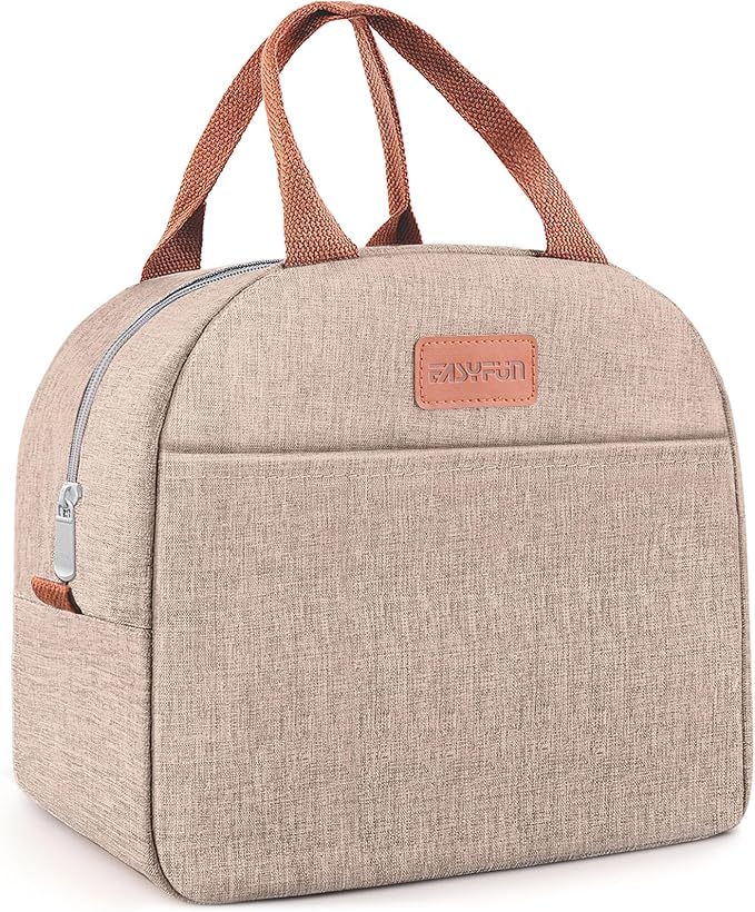 Lunch Bag for Women & Men Adult Insulated Lunch Box, Small Leakproof Cooler Food Lunch Containers Reusable High Capacity Lunch Tote Bags for Work, Travel, Outdoor (KHAKI)