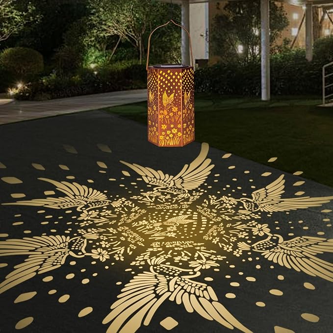 2 Pack Hummingbird Solar Lanterns Outdoor Waterproof - Birthday Gifts for Women, Men, Mom, Solar Lights Outdoor Hanging Garden Decor for Outside, Patio, Outdoor, Yard, Lawn, Balcony