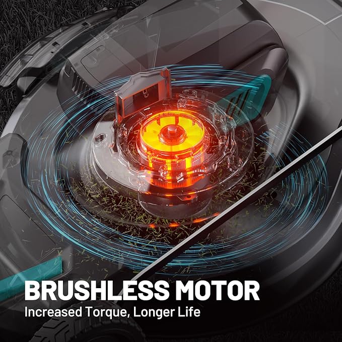 2 * 20V 21 inch Self-Propelled Lawn Mower Cordless, 3-in-1 Brushless Electric Lawn Mower with 6-Position Cutting Height Adjustment, 2 * 8.0Ah Battery & Dual Charger Included