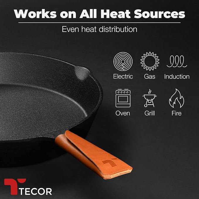 Classic Cast Iron Skillet 12 Inch | No PFAS I German-Engineered | Naturally Non-Stick Cast Iron Pan Set | Oven Safe Skillet | Cast Iron Cookware Set | 20-Year Refund I Steak Pan