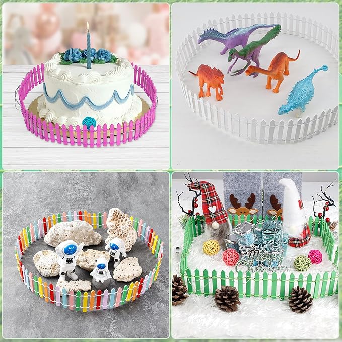 Mini Fairy Garden Fence, 35.5x2 Inch Cuttable Small Wood Picket Fence, DIY Miniature Accessories Decoration for Dollhouse, Crafts, Vegetable Platter, Cake(Dark Blue)