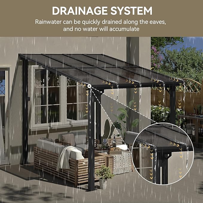 Aoxun 8’x10’ Gazebo, Wall Mounted Gazebos Pergola on Clearance, Outdoor Patio, Large Wall-Mounted Heavy Duty Awnings for Patio, Decks, Backyard(Black)
