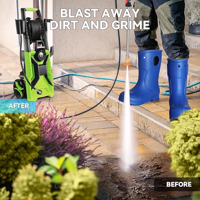 Pressure Cleaner 5000 PSI 3.0 GPM Adjustable Pressure, Power Cleaners Powered with 33ft Pressure Hose, 4 Nozzles and 500ml Foam Cannon, Cleaner Machine for Home, Car, Green