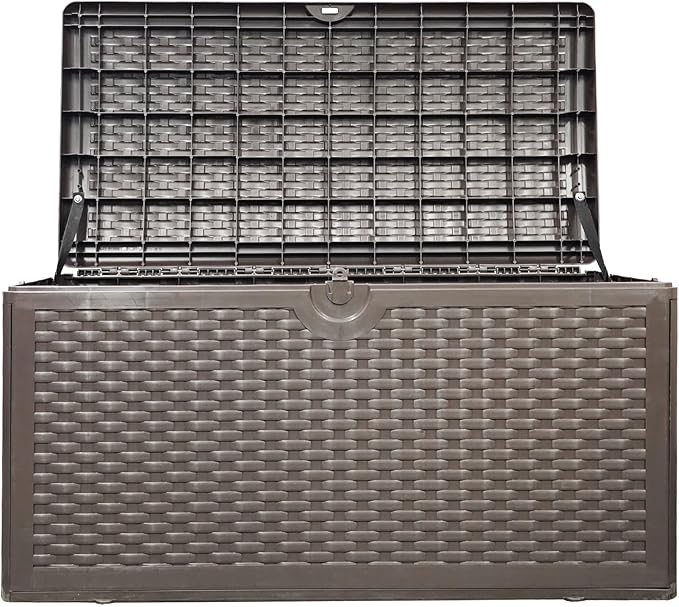 80 Gallon PLUS Lockable Deck Box, Waterproof & UV-Resistant Outdoor Storage for Patio Cushions, Heavy Duty Resin Deck Storage Container(Brown)