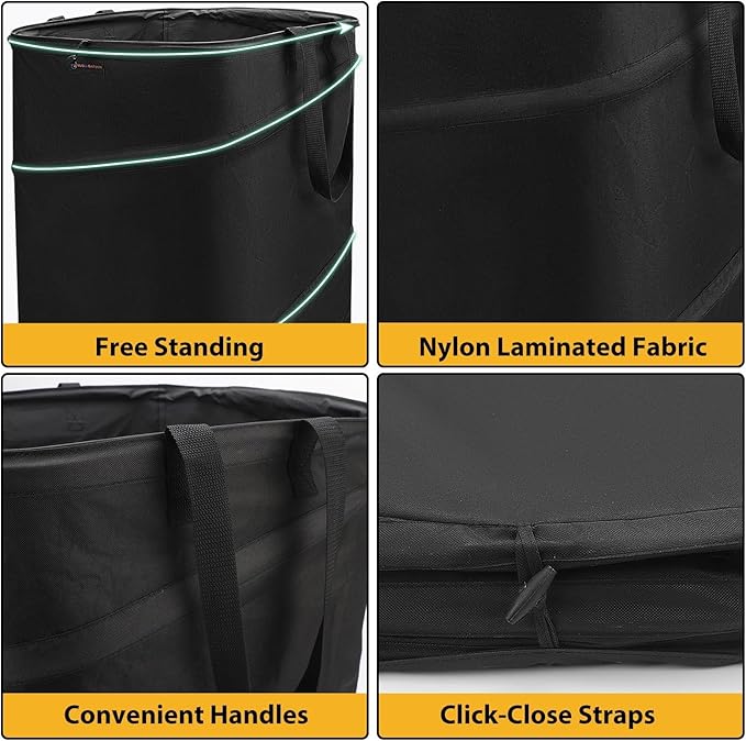 YUDI & GARDEN 46 Gallon Square Collapsible Yard Waste Bin|Collapsible Trash Can|Camping Trash Can, for Collecting Weeds or Yard and Party Waste