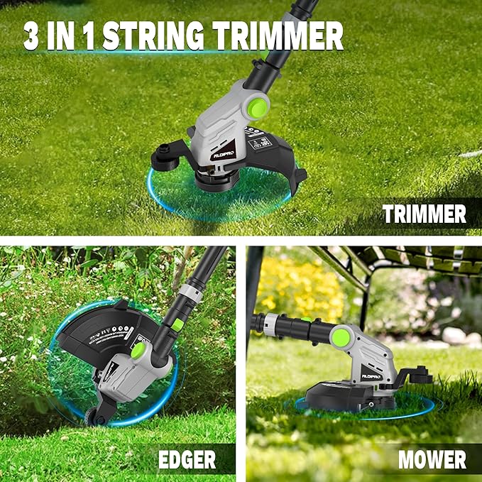 Weed Wacker Cordless 21V 12'' Electric Weed Eater with Auto Line Feed, 2.0Ah Battery and Fast Charger, Battery Powered String Trimmer for Lawn Care, GrassTrimmer, Yard, Garden (AD-ST-001)