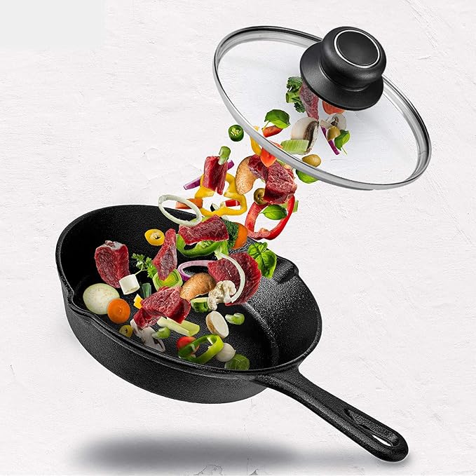 12 Inch Pan Lid, Tempered Glass Cover for Pots, Skillets & Frying Pan | Clear Cookware & Bakeware Lids with Heat-Resistant Handle, Fits Lodge Cast Iron Skillet