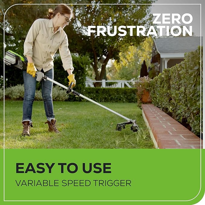 Greenworks 80V 16 inch Brushless String Trimmer, 2.0Ah Battery & Rapid Charger Included, ST80L210