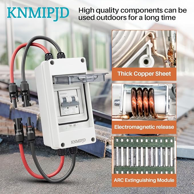 Solar Panel Disconnect Switch 10A 2P 400V Dc/AC Breaker Disconnect Box Outdoor Breaker Box Suitable for photovoltaic and Wind Energy Home Battery Systems (60 Amps)