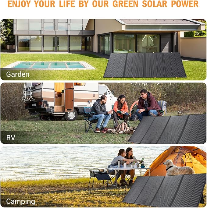 800W Portable Solar Panel,2pcs 400W,Foldable Solar Panel Power Backup,36V Output Solar Charger for Power Station Off Grid Outdoor Activities, RV, Marine,Camping, Solar Generator, IP67 Waterproof