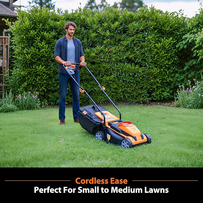 LawnMaster 24VMWBL 24V Max 13-inch Cordless Lawn Mower and Cordless Leaf Blower Combo with 2x4.0Ah Batteries and Charger