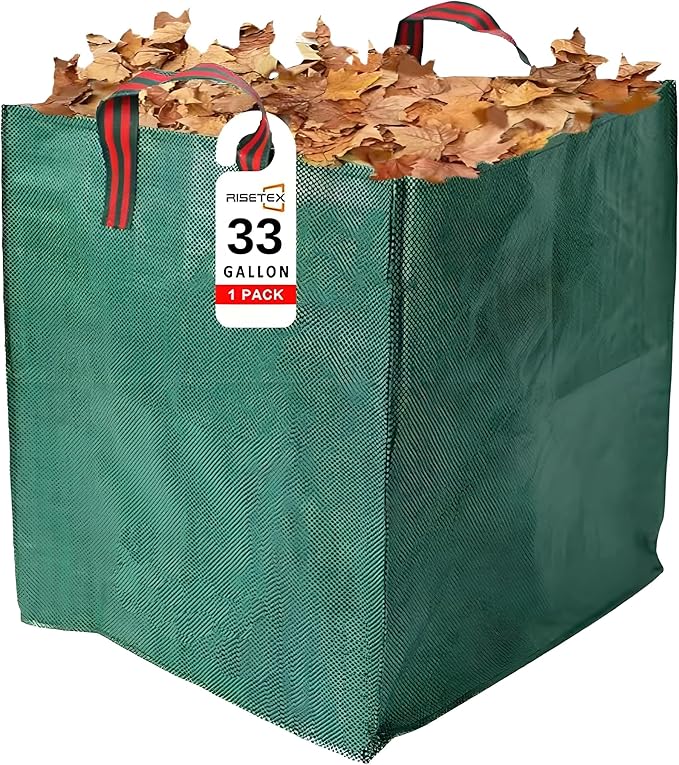 Heavy Duty 33-Gallon Leaf Bag – Reusable Standable Yard Waste Bag with Reinforced Handles, Foldable for Spring Cleanup, Lawn, Garden, Camping & Debris Collection