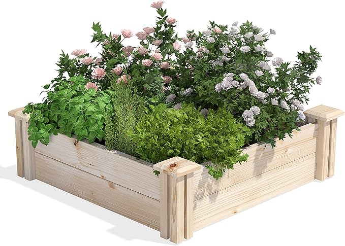 Greenes Fence Original Pine Raised Garden Bed, 2' x 2' x 7" - Made in USA with American Pine