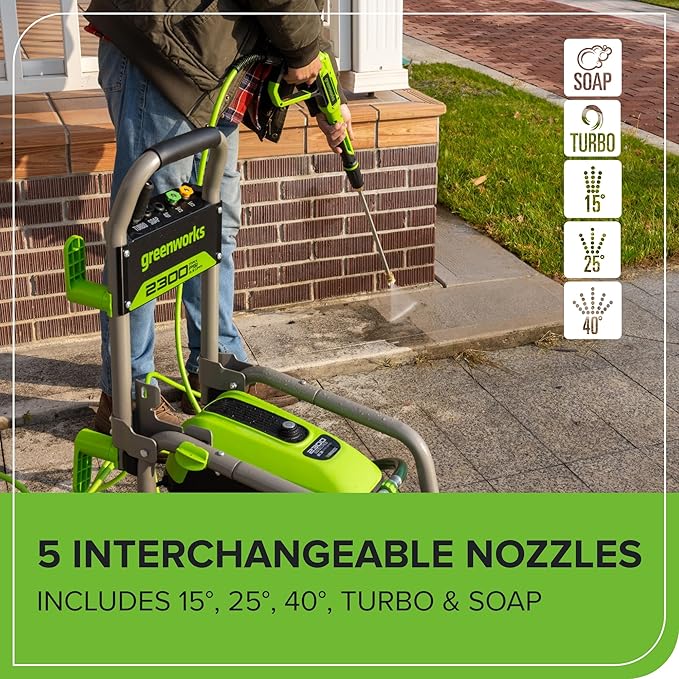 Greenworks Pro Brushless 2300 PSI (SGS Certified) 2.3 GPM Max / 1.2 GPM Electric Pressure Washer (Foldable Handles, Rugged Steel Frame, 25 FT Hose, 35 FT GFCI Power Cord)