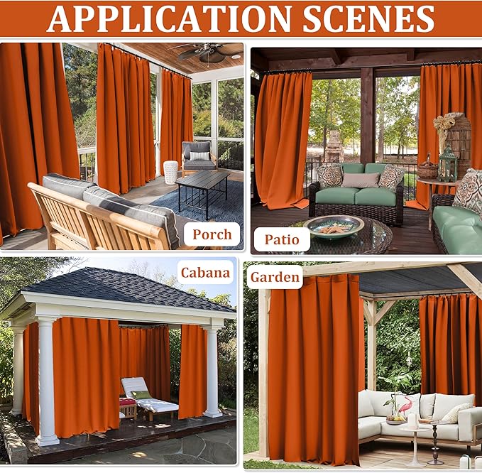 Gazebo Universal Replacement Privacy Curtain,10'×10' Gazebo Outdoor Waterproof Curtains, 4-Panels Sidewall Curtains with Double Zipper for Patio Canopy, Garden and Backyard (Curtain Only)