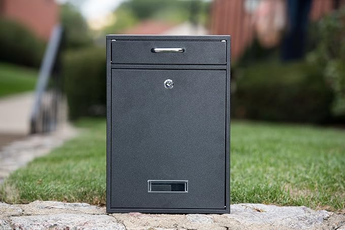 Wall Mounted Locking Vertical Dropbox Mailbox - Safe and Secure | Made with Galvanized Steel (Large, Red)