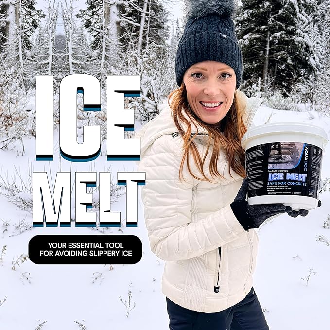 AquaDoc Ice Melt Safe for Concrete - Snow Salt & Rock Salt for Snow, Calcium Chloride Ice Melt for Driveway & Sidewalk Effective at -25°F, 10 Pounds