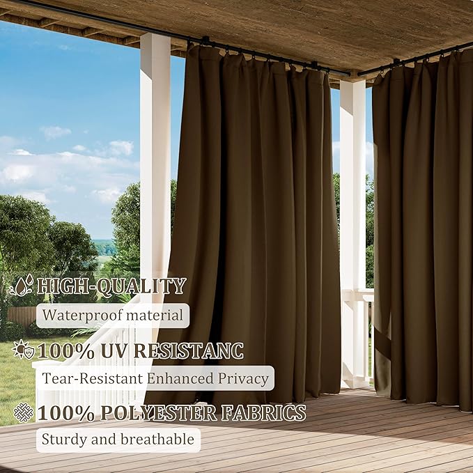 Gazebo Universal Replacement Privacy Curtain,10'×12' Gazebo Outdoor Waterproof Curtains, 4-Panels Sidewall Curtains with Double Zipper for Patio Canopy, Garden and Backyard (Curtain Only)