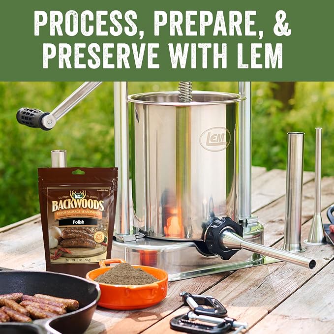 LEM Products Backwoods Polish Fresh Sausage Seasoning, 8 oz Packet | Pre-Measured Seasoning for Wild Game and Domestic Meat, Seasons Up to 25 Pounds of Meat for Homemade Sausages