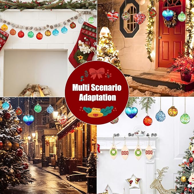 Hand Blown Glass Gazing Balls for Garden Hanging Friendship Balls Christmas Ball Ornaments for Xmas Tree Decoration (Green - A)