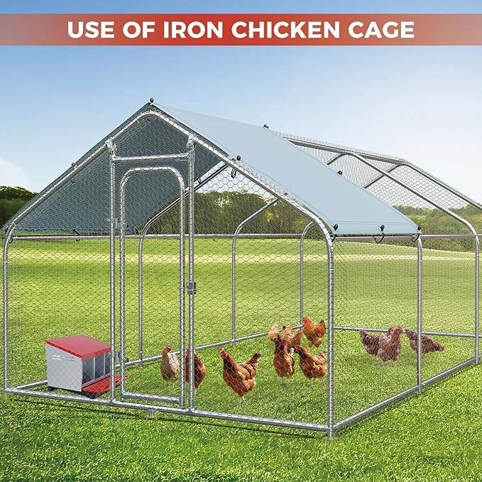 3 Compartment Metal Chicken Nesting Box, Includes 3 Soft Hay Mats, Automatic Roll-Out Egg Collection, Waterproof Galvanized Steel Laying Box with Perch & Wall Mount, for Hens Ducks Rabbits