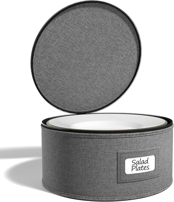 Sorbus China Storage Container – Dinnerware Organizer for Bowl Plate Storage with Lid (Holds Service for 12) with Felt Protectors – 9" x 6"