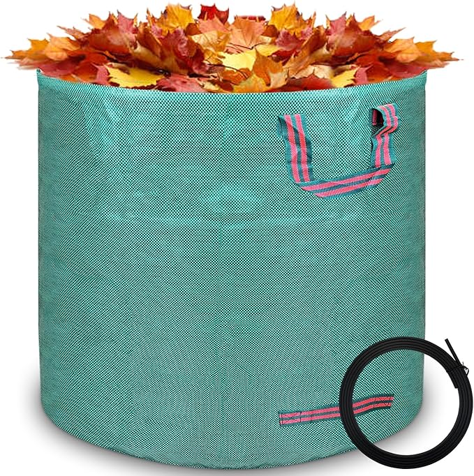 Reusable yard waste bags. 72-gallon large leaf bags(1-pack) Heavy-duty yard garden bag. Leaf bags with 4 handles that can stand upright. Great for collecting leaves and grass clippings