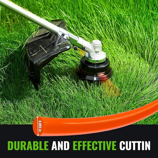 0.095“ Red 100Ft Trimmer Line Heavy Duty, Professional Round Weed Wacker String for Gas and Electric Grass Trimmer and Brushcutters, Fits Most Standard Models
