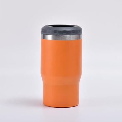 4 in 1 Stainless Steel Can/Bottle Insulator, 14oz Two-Way Lids SUS Insulated Can Cooler, Beer Bottle holder (Orange)