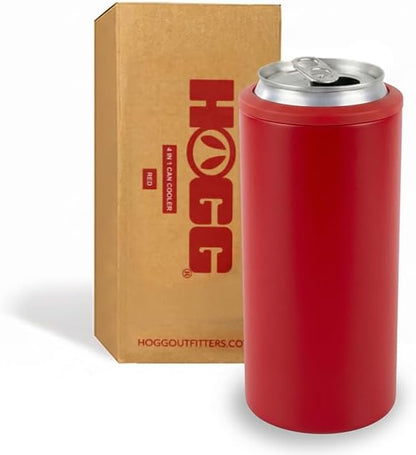 4 in 1 Universal Can Cooler - Red, Can Holder Insulated, Beer Bottle Cooler, Universal Holder for All Drink Sizes, Stainless Steel Insulated Tumbler, Tailgating Accessories