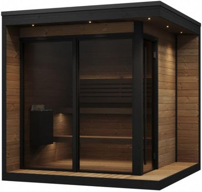 GL6 Outdoor Sauna Kit, Garden Luxury-Series Outdoor DIY Sauna Kit, Thermo-Spruce, up to 6 Persons Bundles (Sauna Heater and Sauna Stones Included) (Drop 9 WiFi - Mirror)