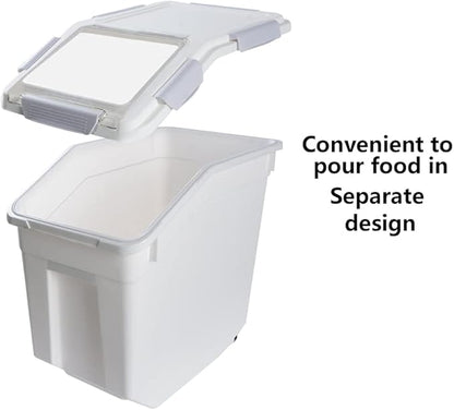 Saim Rice Container 25 lbs, Large Airtight Flour Storage Container with Wheels Measuring Cup, 2 Pack a Set BPA free Food Bin Grain Organizer Box for Dry Baking Supplies Kitchen Pantry Cereal (Gray)