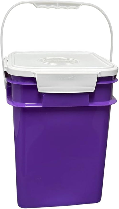 House Naturals 4 Gallon Square Food Grade Bucket Pail with Plastic Handles and Lid (Pack of 3) Made in USA containers (Purple)