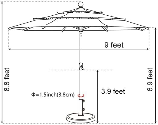 EliteShade USA 10-Year-Non-Fading 9Ft 3 Tiers Market Umbrella Patio Umbrella Outdoor Table Umbrella with Ventilation, Royal Blue