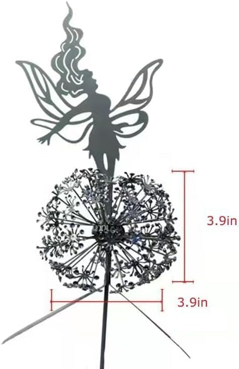 Flower Fairy Dancing with Dandelion, Art Sculpture Fairies for Fairy Garden, Angel Metal Ornaments Gardens Art Sculpture, Outdoor Decorations for The Courtyard, Christmas and Halloween Lawn (G)