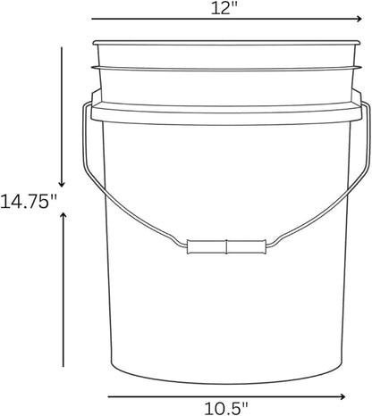 House Naturals 5 Gallon Food Grade Made in USA Plastic Bucket with Screw On Air Tight Double Gasket lid, (Pack of 3) (Gray Buckets - Aqua Lids)