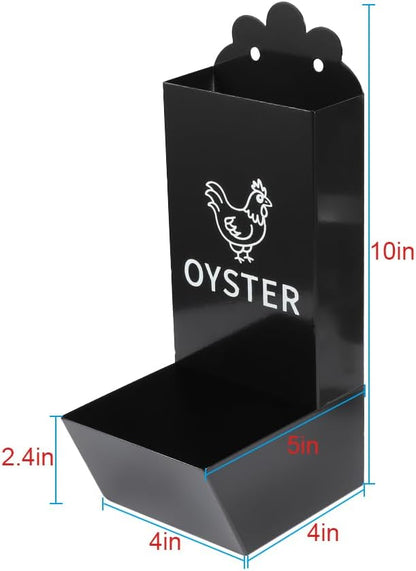 2 Pack Metal Chicken Feeder, Oyster Shell and Grit Feeder Hanging/Ground Chicken Coop Feeder with Durable Iron Construction for Hens & Chicks (Black & Red)