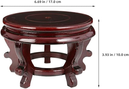 Happyyami Indoor Plants Wood Stool Plant Stand Chinese Style Flower Pot Display Rack Garden Planter Support Tabletop Vase Fish Tank Base Handicraft Figurine Pedestal Riser Holder for Home Greenery