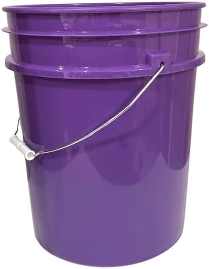 House Naturals 5 Gallon Purple Food Grade Plastic Bucket with Screw on Airtight lid, BPA Free, Made in USA (Pack of 3) (Purple Buckets with Black lids)