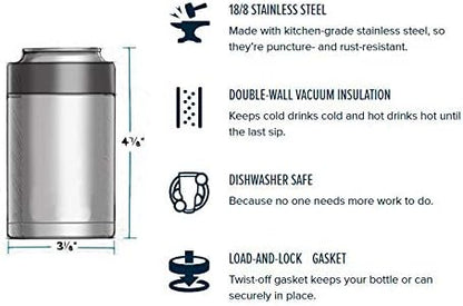 12 oz Tumbler, Double Wall Stainless Steel Insulated Can Cooler, Beer Bottle Holder