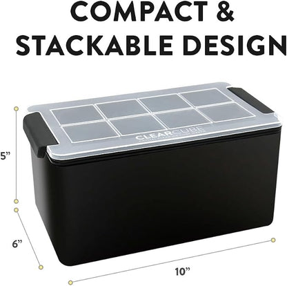 Clearcube Crystal Clear Ice Cube Maker - 6 Piece Directional Freezing System - Makes 8 Jumbo 2 Inch Crystal Clear Ice Cubes - No Odor Lid No Freezer Burn - Perfect for Whiskey Cocktails and More