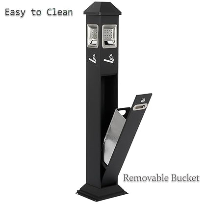 120cm Standing Waste Containers Trash Cans, Rubbish Bin Indoor Outdoor Stainless Steel Vertical Freestand Trash Bin with Key,Pub Hotel Restaurant Garden Standing Bin (B)