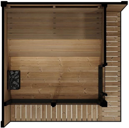 GL6 Outdoor Sauna Kit, Garden Luxury-Series Outdoor DIY Sauna Kit, Thermo-Spruce, up to 6 Persons Bundles (Sauna Heater and Sauna Stones Included) (Drop 9 WiFi - Mirror)