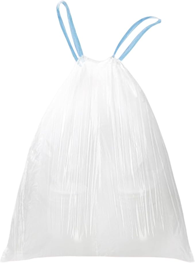 4 Gallon Trash Bags Drawstring, 4 Gal Small Garbage Bags for Home & Office (Pack of 73), 43x46cm, 4.6g/pcs, Unscented, White