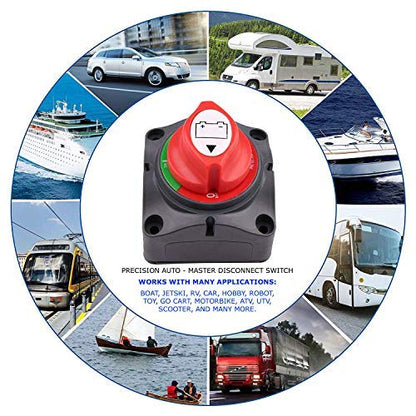 Marine Battery Disconnect Switch - Premium On-Off Position Master Cut Off - 6V 12V 24V 48V - Battery for Boat, ATV, RV, UTV, Heavy Duty Waterproof Isolator Switch, 275/1250 Amps (1-2-1&2-Off)