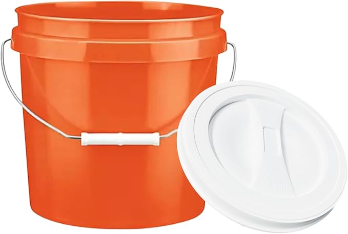House Naturals 2 Gallon Food Grade Made in USA- BPA Free Bucket Pail Orange (1, Orange & White lid)