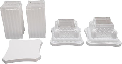 Roman Column Pedestal, Plastic White Columns for Weddings Indoor/Outdoor Roman Pillar Stand for Table Sculptures, Vase, Garden Decor (4PCS, 11.8 x 35.4 Ihch Square)