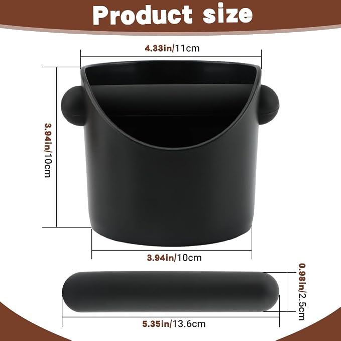 Espresso Knock Box 4.3 Inch, Compact Coffee Grounds Bin with Removable Knock Bar and Non-Slip Base, Splash-Proof for Most Espresso Machines for Home, Cafes, Restaurants