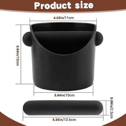 Espresso Knock Box 4.3 Inch, Compact Coffee Grounds Bin with Removable Knock Bar and Non-Slip Base, Splash-Proof for Most Espresso Machines for Home, Cafes, Restaurants